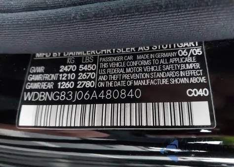 2006 Mercedes-Benz S 430 4Matic z USA, uszkodzony, nr VIN WDBNG83J06A480840